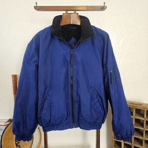 Vintage William Barry Bomber Jacket Mens Medium Blue Fleece Lined Utility MA1